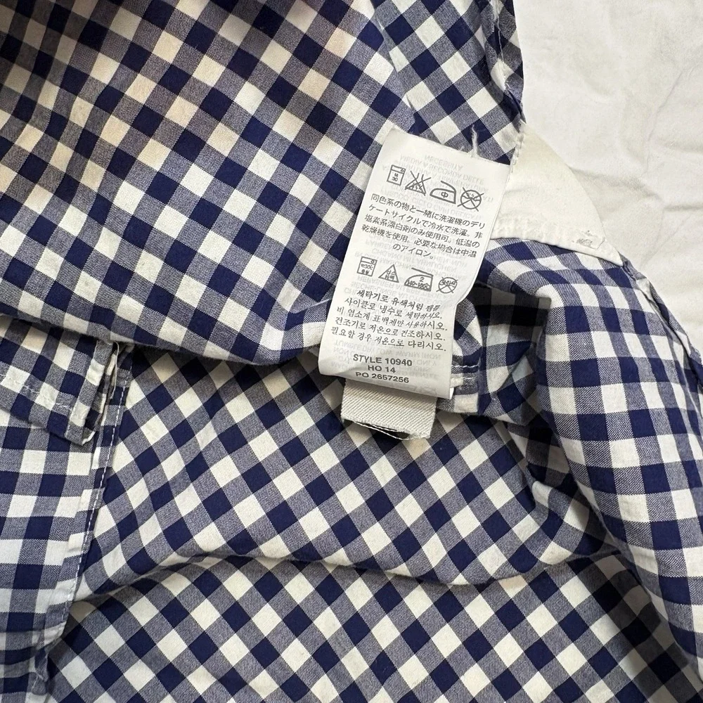 J Crew Ludlow Blue White Gingham Check Button Down‎ Shirt Mens XL  Dress Casual